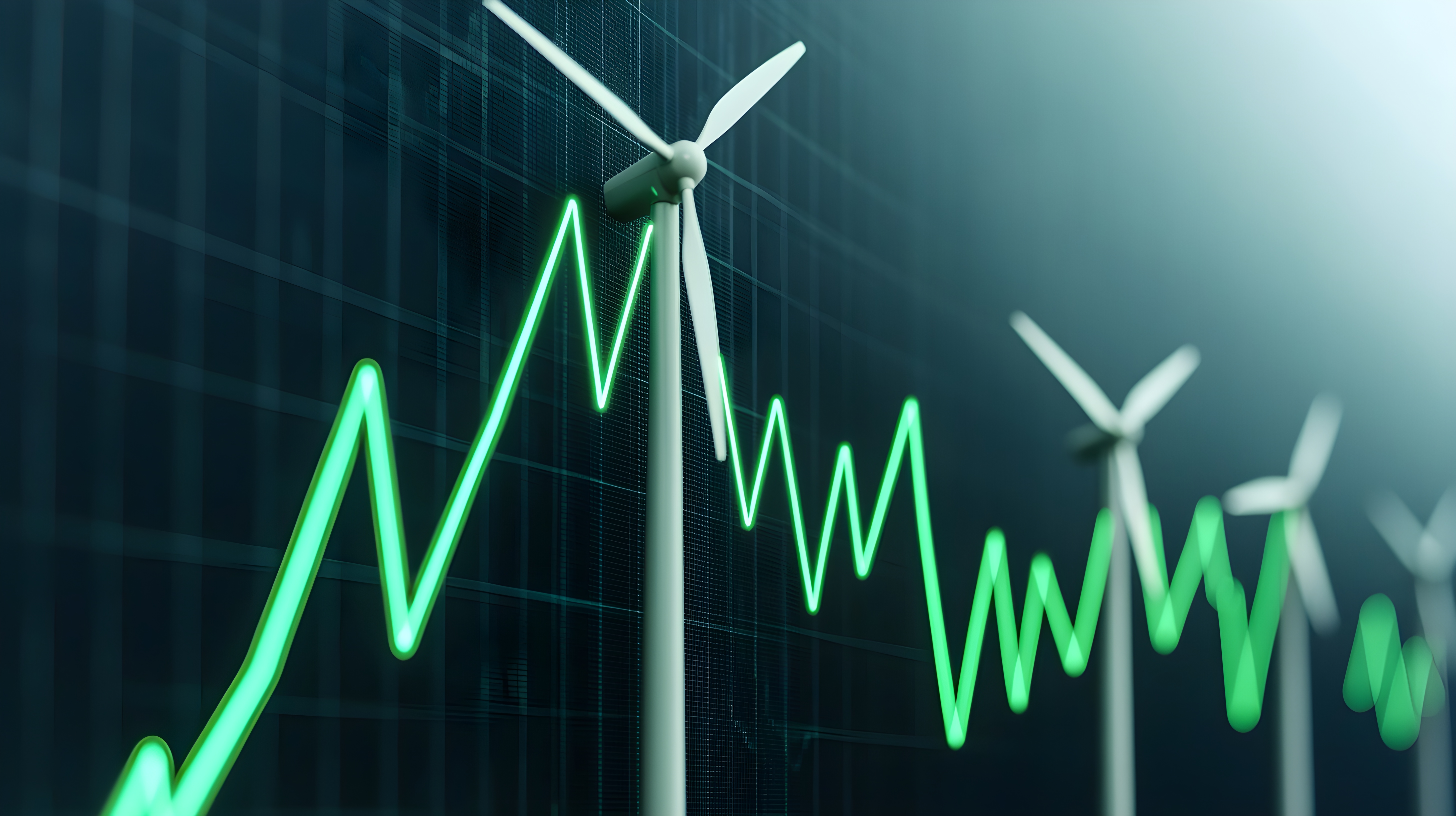 Green Energy Growth Wind Turbines Rising Graph